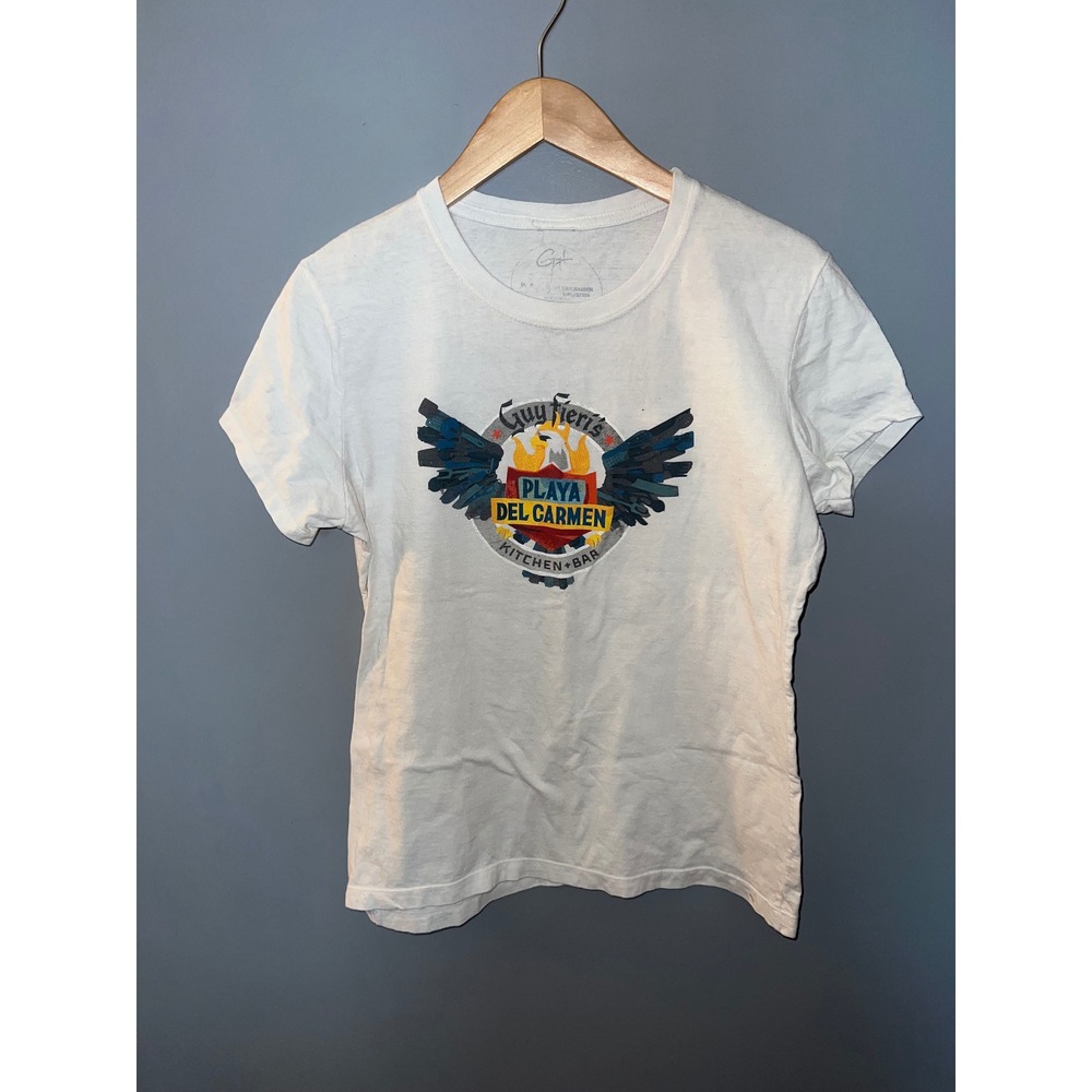 Guy Fieri Playa Del Carmen Kitchen Bar Graphic T-Shirt White Medium Mexico Tee